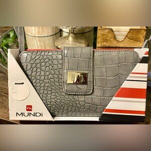 MUNDi Gray Crocodile Embossed Women's Bag